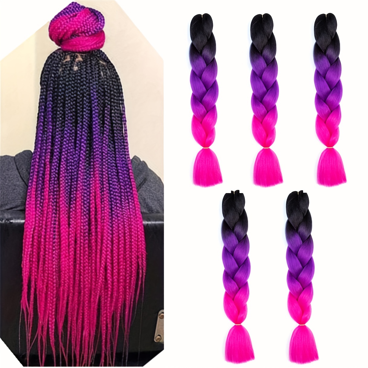 Coloured Jumbo Braiding Hair Extensions Braids Twist Hight Temperature  Kanekalon