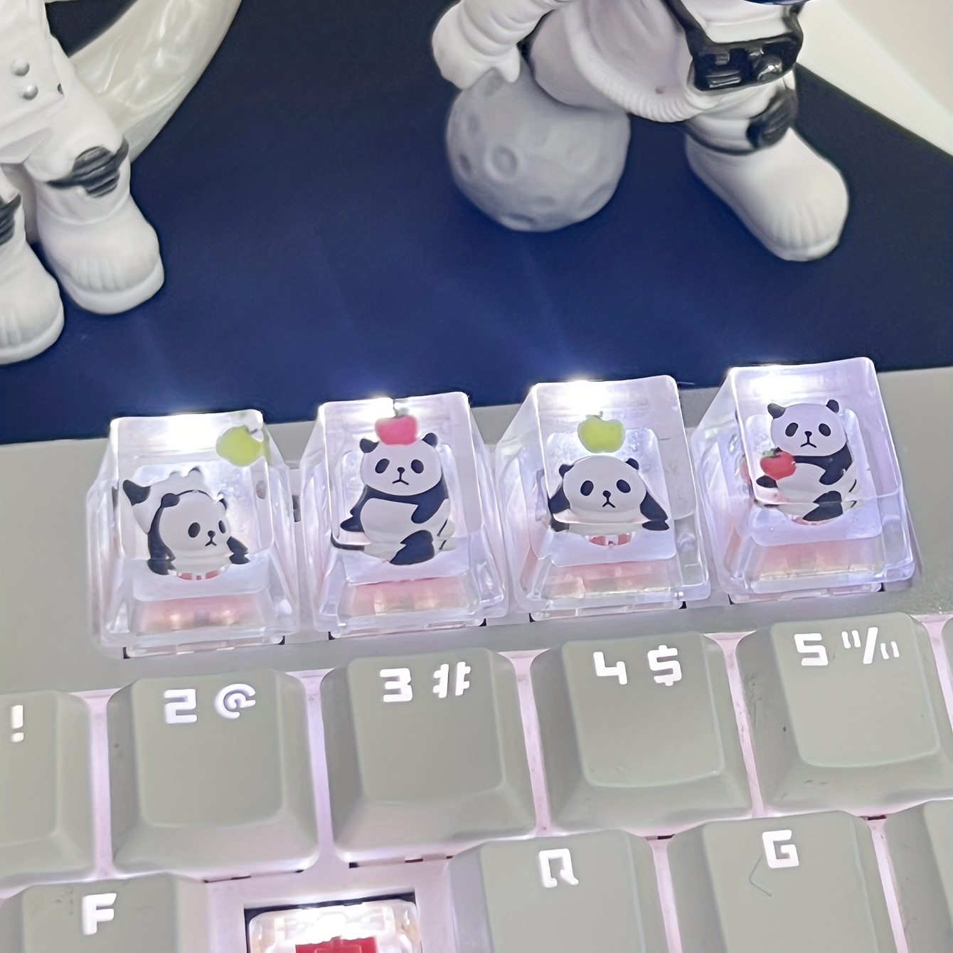 Kawaii gatos anime personalidade bonito rosa keycaps cereja perfil