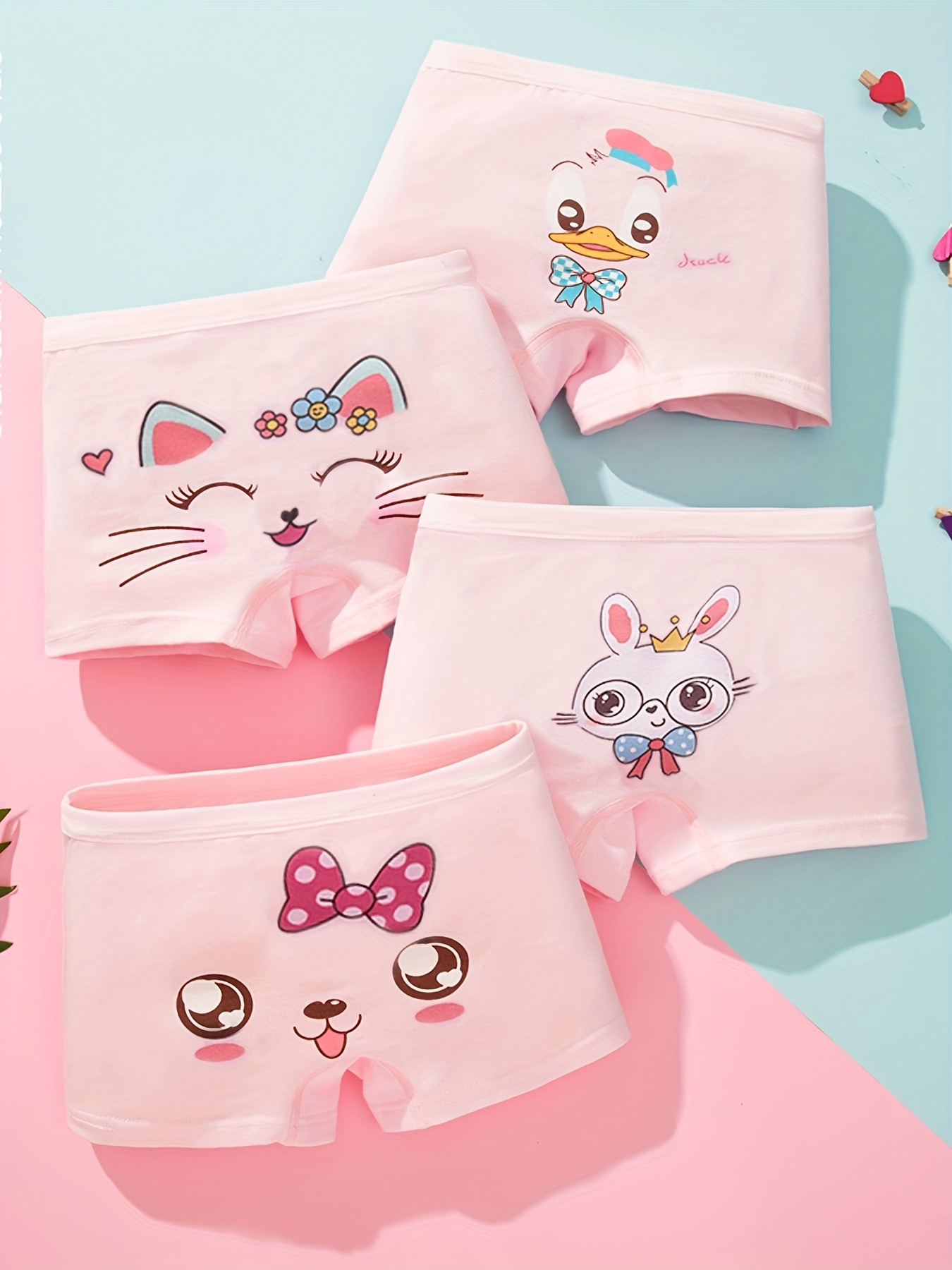 Girls Cotton Cute Bunny Cat Print Underwear Shorts Soft - Temu Canada