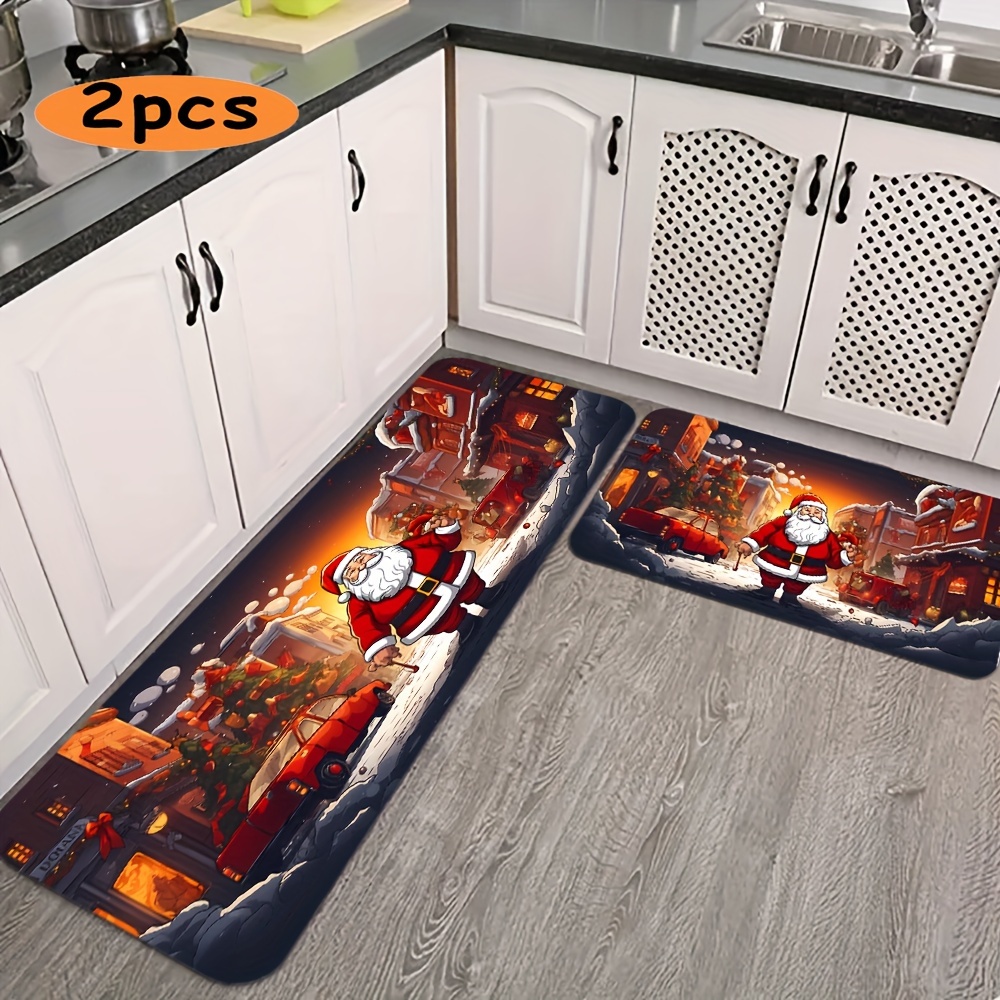 Christmas Kitchen Rugs And Mats Non Skid Washable Absorbent - Temu
