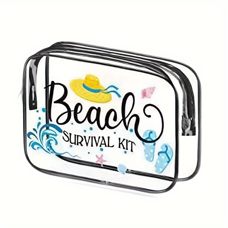 Borsa Per Trucco Trasparente Da 1 Pezzo Con Cerniera, Borsa Da Toilette Con  Motivo A Lettera Da Spiaggia, Borsa Da Viaggio Portatile In PVC, Essenziale  Da Viaggio - Temu Italy