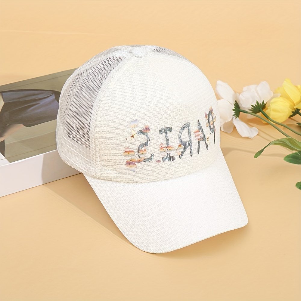 Butterfly Silk Print Couple Mesh Sunshade Sports Cap