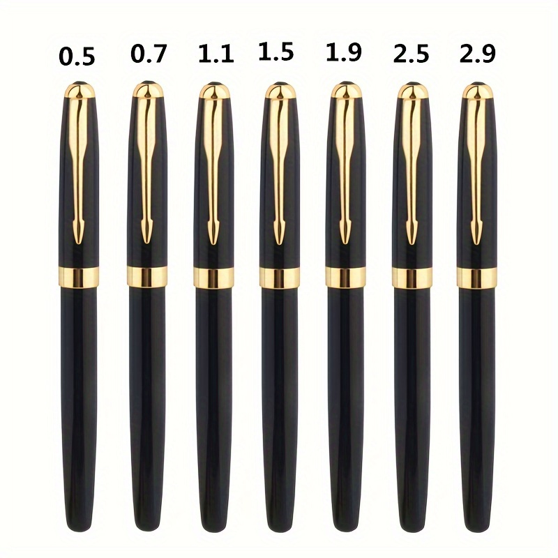 6Pcs Business Fountain Pen Metal Gold Pens 0.5mm standard Nib Ink