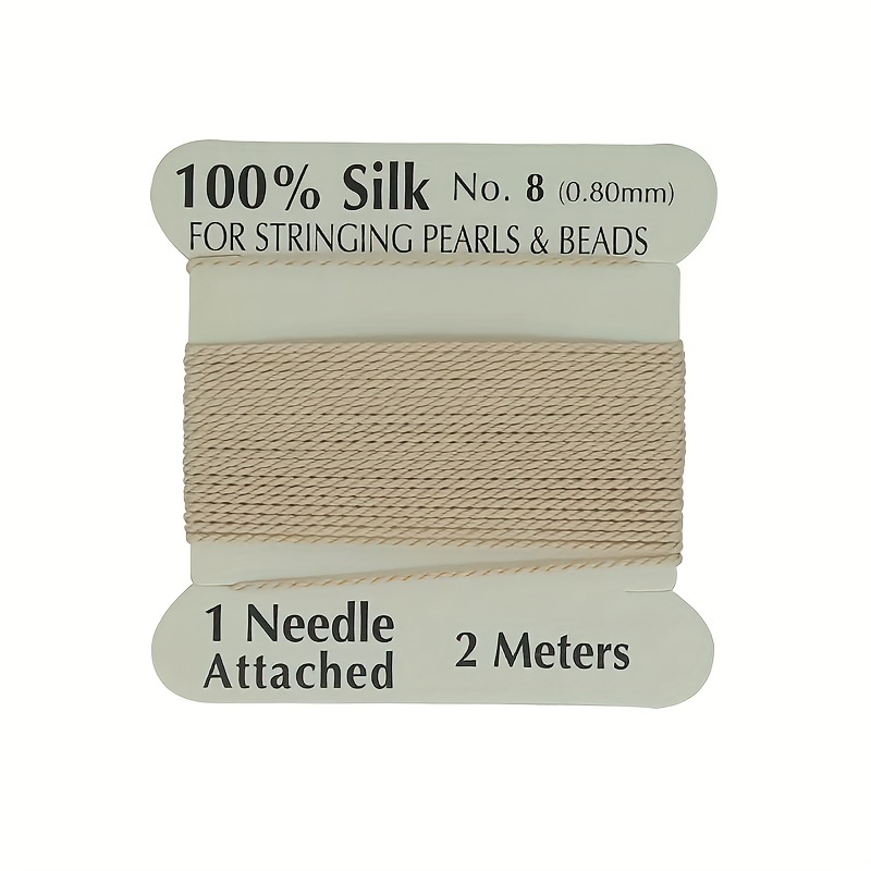 Amber Silk Thread, Silk Beading Cord with Needle Attached, 2