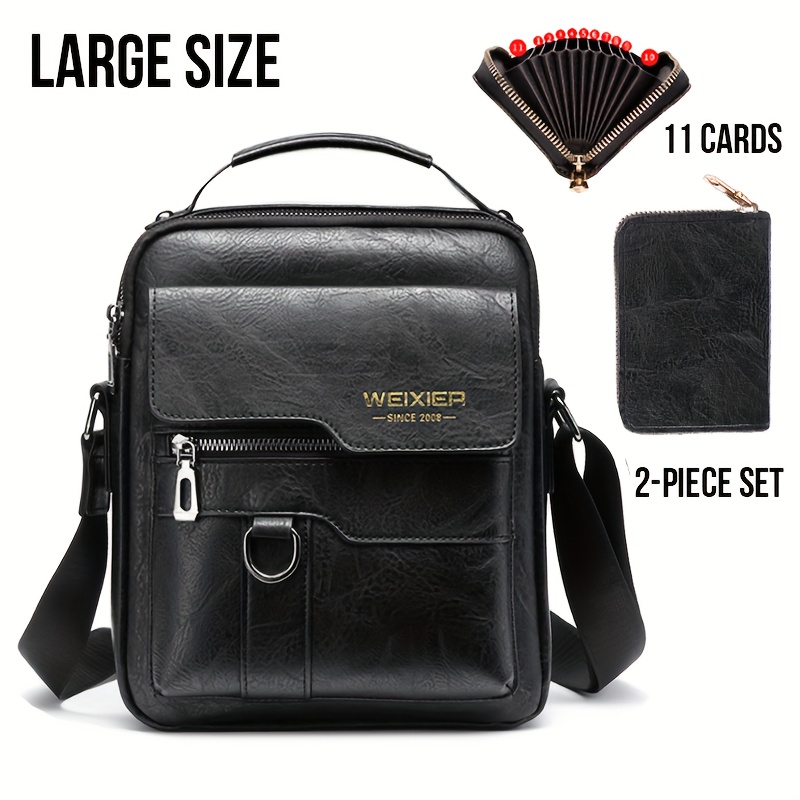 Weixier Cross Body Bag, Men's Shoulder Bag Vintage Leather