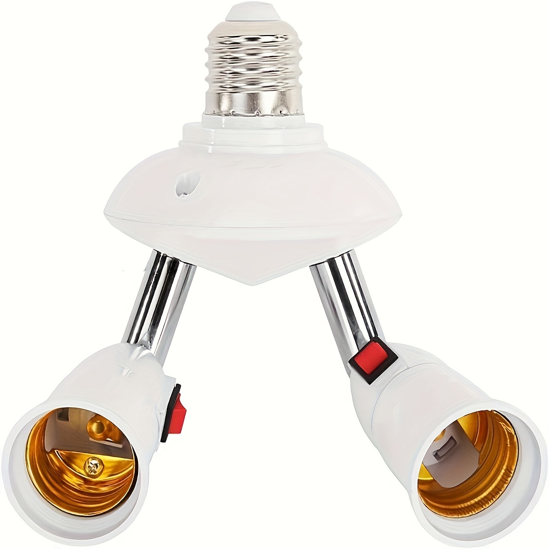 

1pc 360-degree Adjustable 2-in-1 E26/e27 Branch Socket Adapter, E26/e27 Standard Led Bulb Accessories, 360-degree Adjustable 180-degree Bendable, Maximum Power 120w For Wall Lamps, Pendant Lights