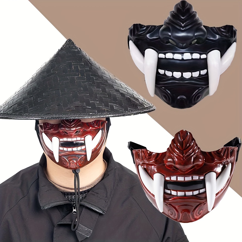 Halloween Cosplay Airsoft Mask Protective Fashion Half Face Mask Prajna  Hannya Mask Japanese Samurai Demon Party Decor - AliExpress