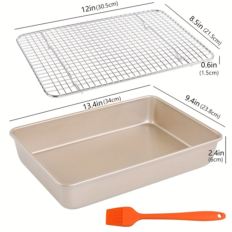 Baking Sheet with Rack Set (1 Pan + 1 Rack), Stainless Steel Baking Pan  Cookie Sheet with Cooling Rack, Non Toxic & Healthy, Easy Clean &  Dishwasher Safe - 2 Pack 
