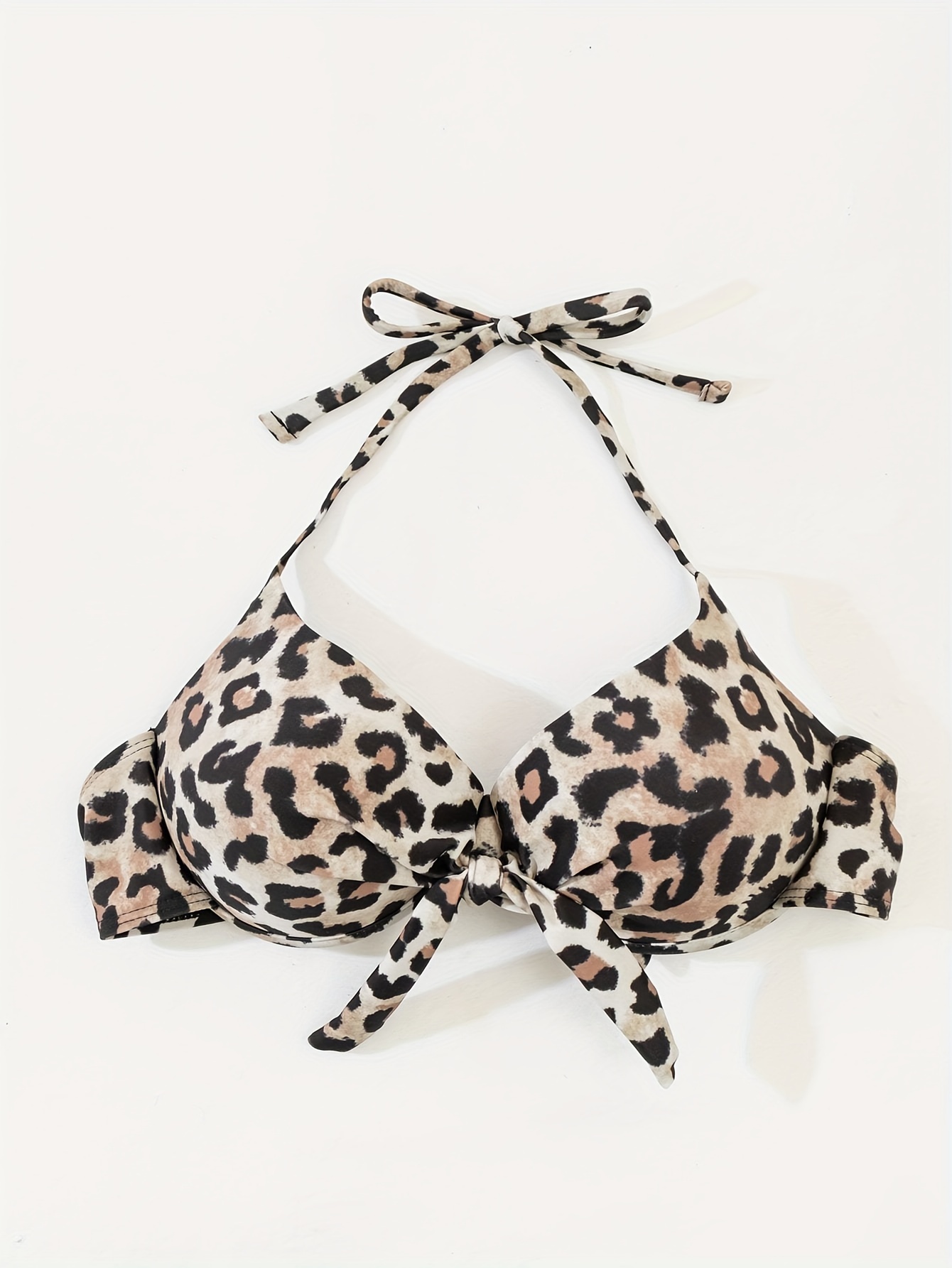 Asymmetrical Leopard Print Triangle Halter Neck Bra Top Tie - Temu