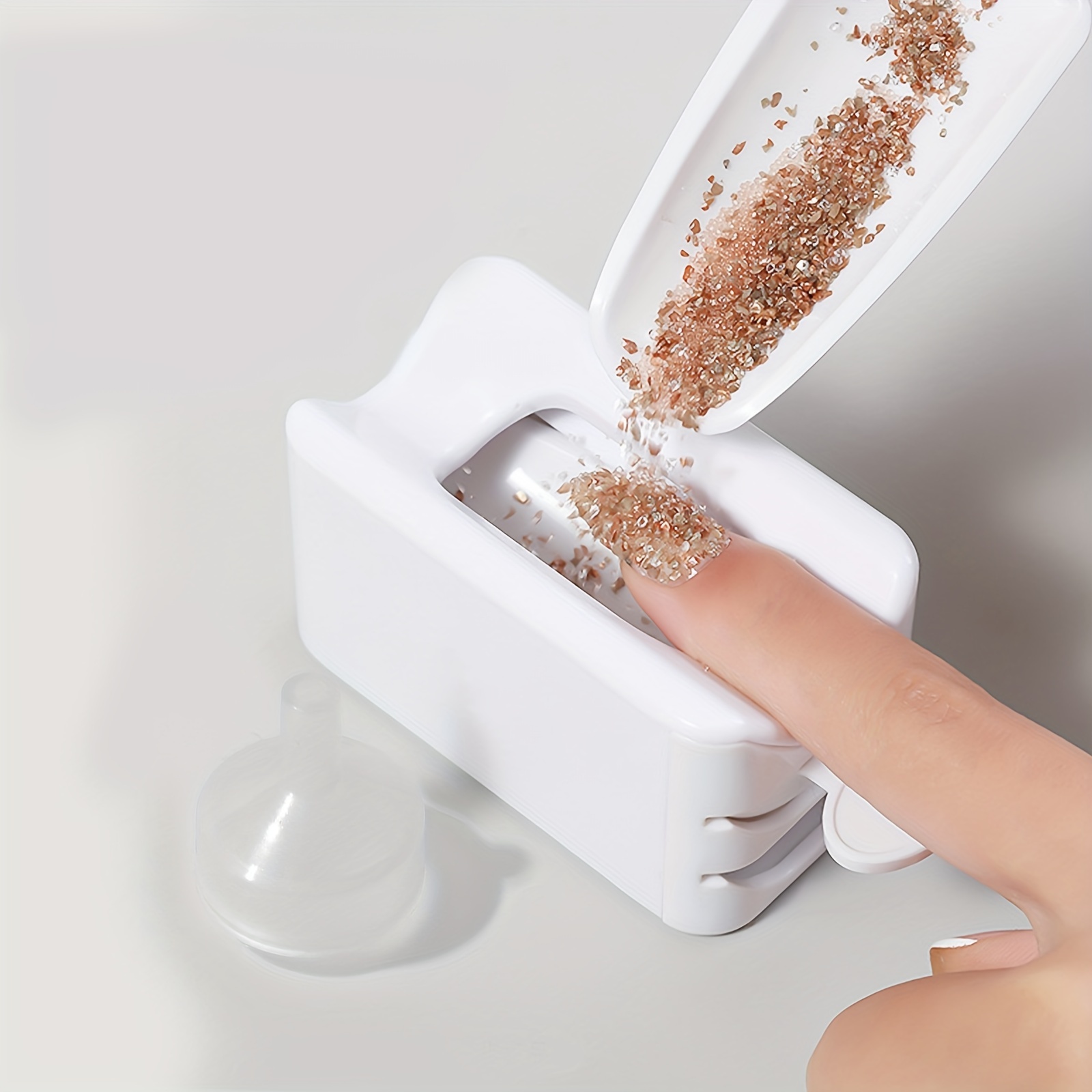 Nail Art Dip Powder Recycling Container Double Layer Nail Dip Powder  Sequins Glitter Recycling Tool Portable Dipping Powder Storage Box