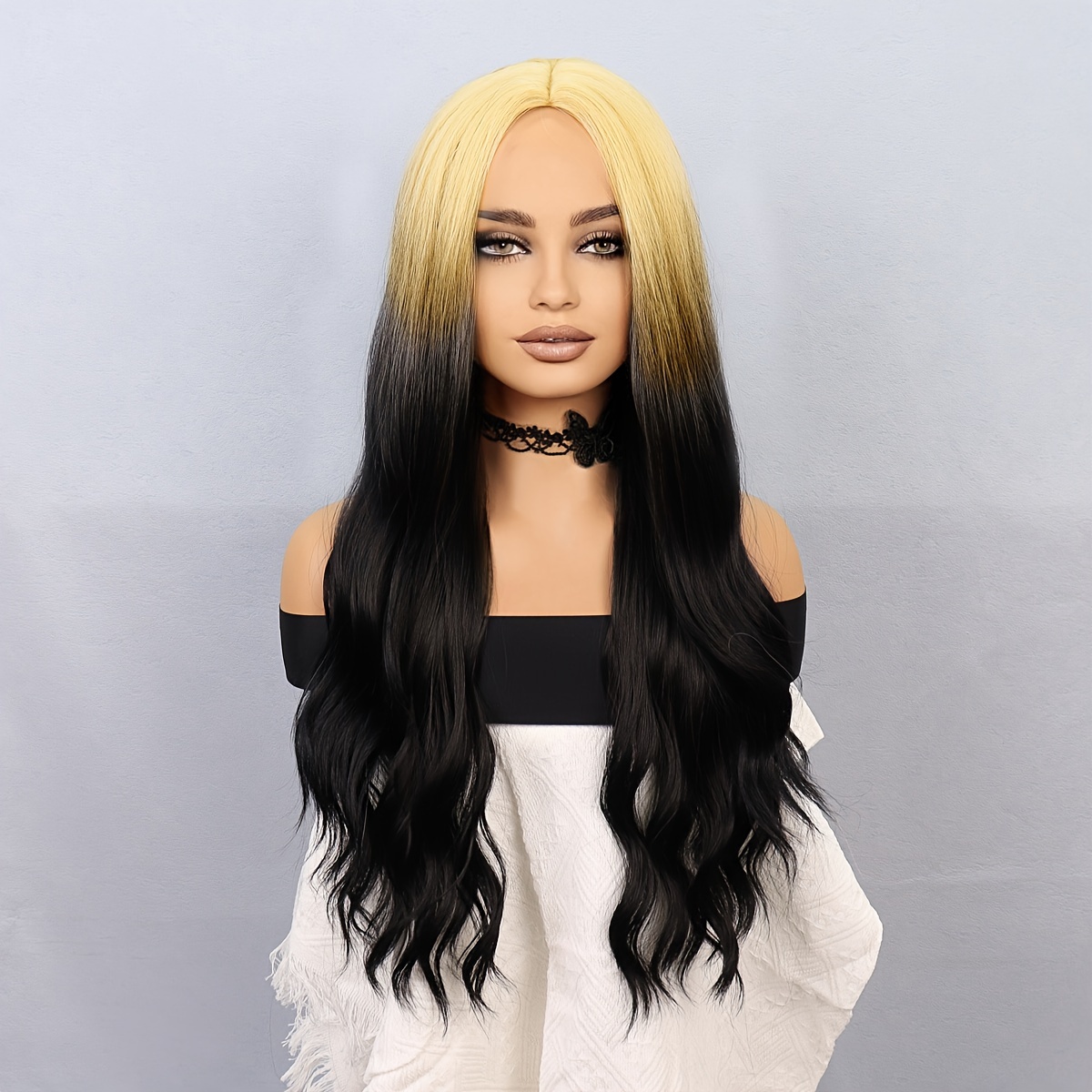 Synthetic Side Part Lace Front Wig Black Women Long Wavy Daily