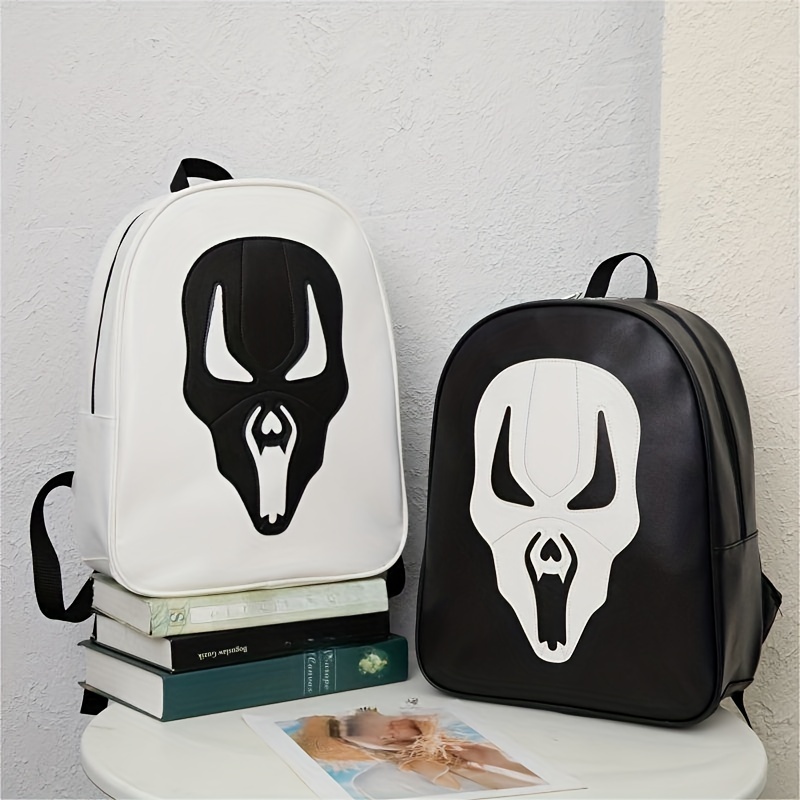 Halloween Ghost Colorblock Backpack Zipper Daypack for Women