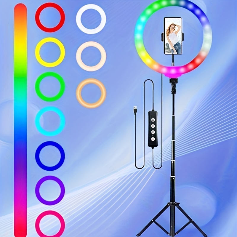 Ring Light With Stand Tall Phone Holder 38 Color Modes - Temu Austria