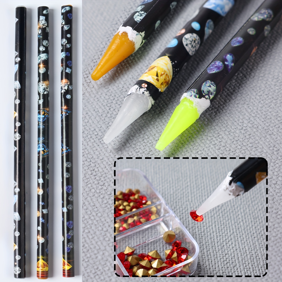 2 Pcs Professional Wax Dotting Pen Nail Art Rhinestones Gems Picking  Crystal Tools Pencil Easily Up Manicure - Dotting Tools - AliExpress