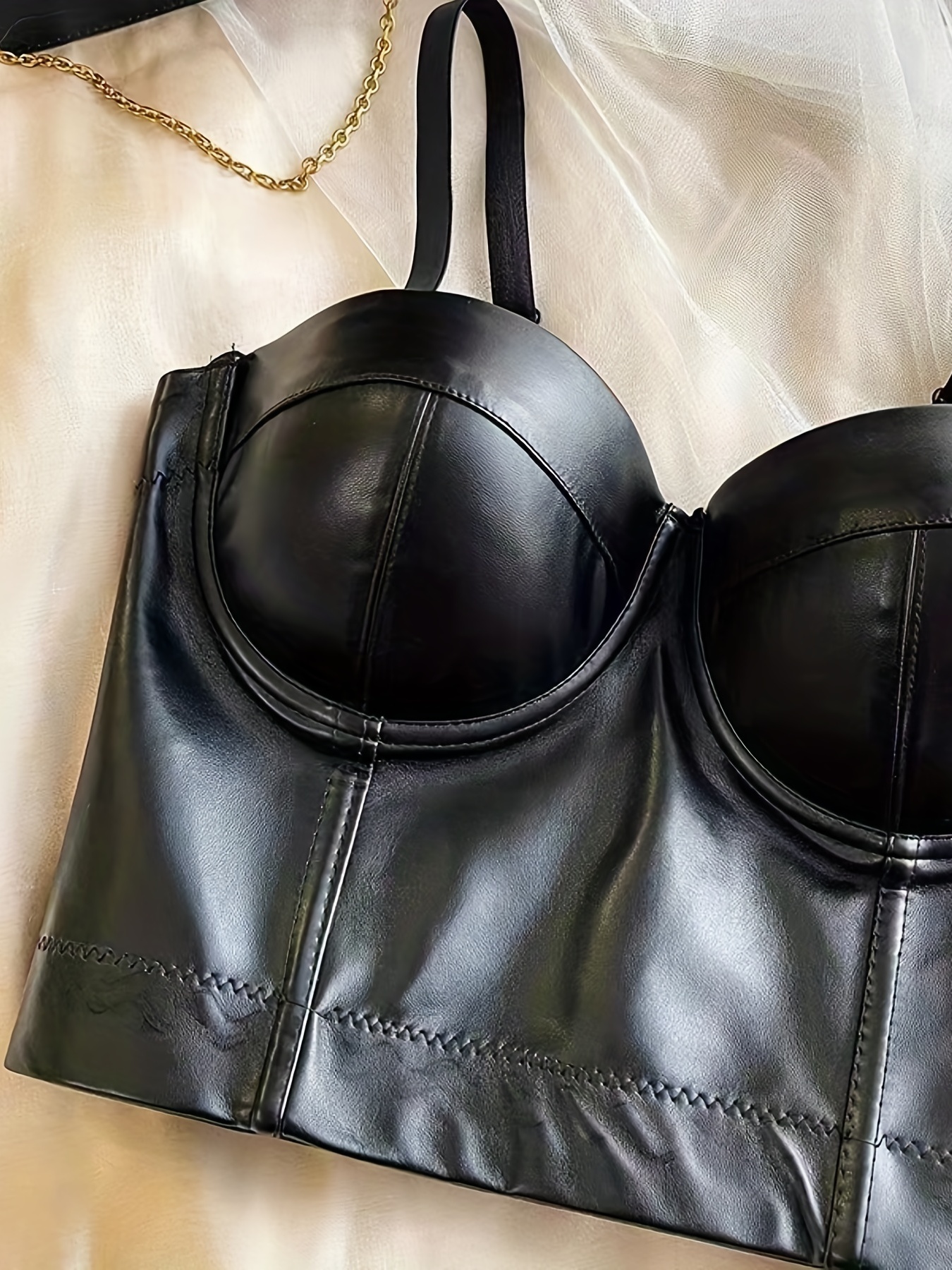 Women's Black Leather Bras