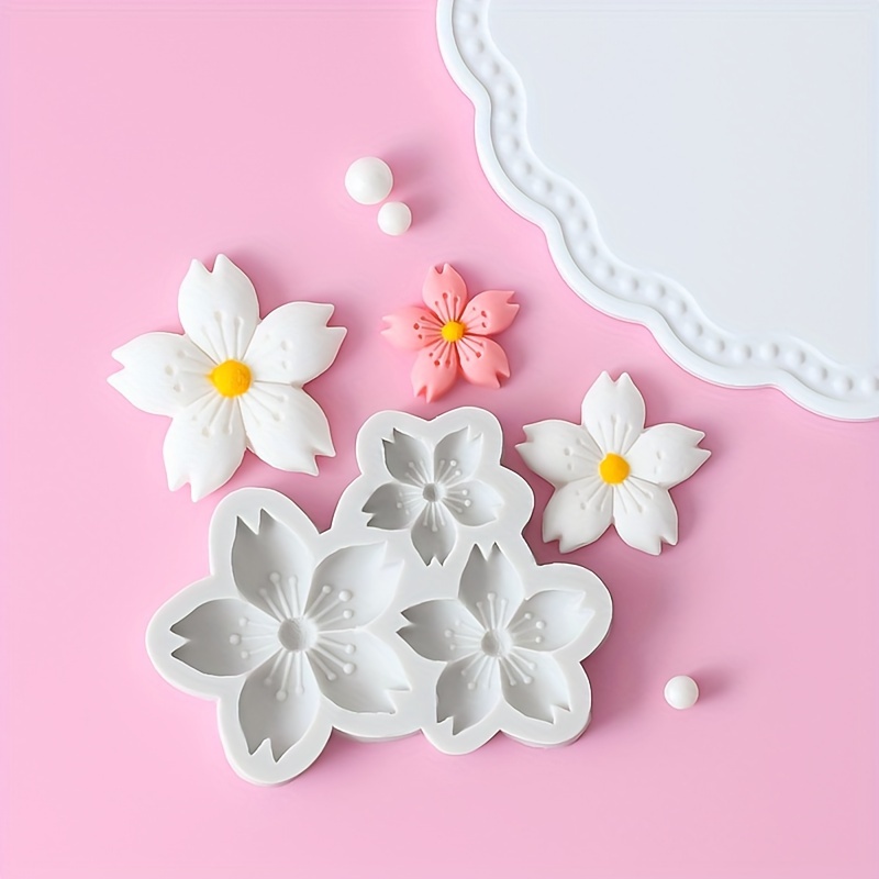 Mini flowers silicone mold for fondant polymer clay cake decor flowers mold