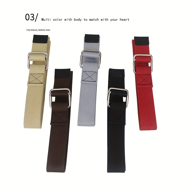 1pc Double Buckle Woven Canvas Belt for Men