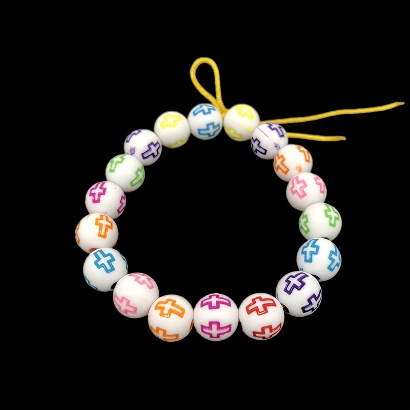 Random Color Acrylic Cross Beads Creative Colorful Spacer - Temu