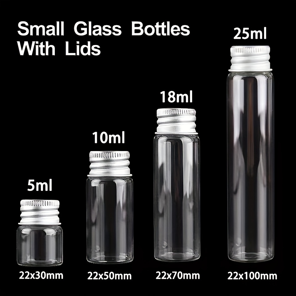 100pcs Tiny Vials 5ml Small Glass Bottles Mini Jars with Aluminum Screw Lids  Top