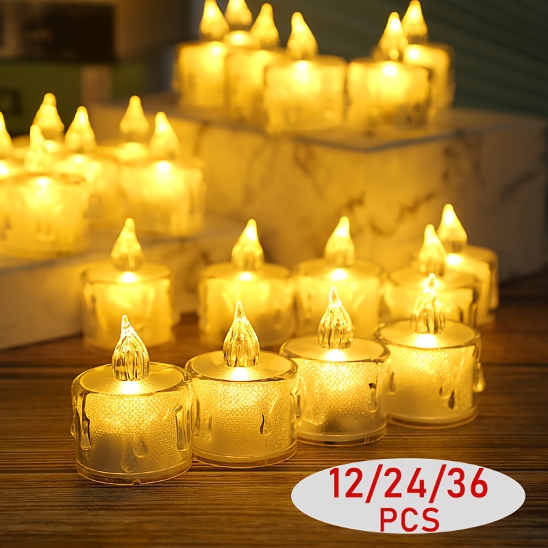 Amdohai 12 pièces YK5014 bougie LED sans flamme ampoule vacillante  lumineuse bougie chauffe-plat à piles avec flammes réalistes fausse bougie  rose pour anniversaire/mariage/Noël 
