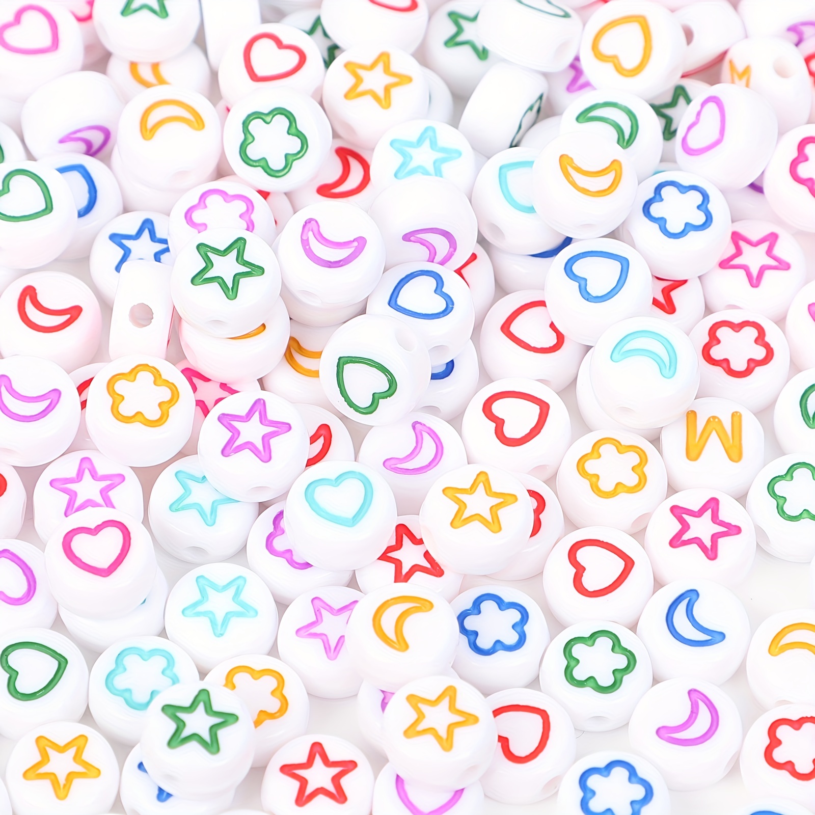 100 Pieces Small Heart Star Flower Bowtie Round Shaped Plastic Charms Beads Flatback Cabochons Embellishment for Jewelry Making Cardmaking Scrapbook