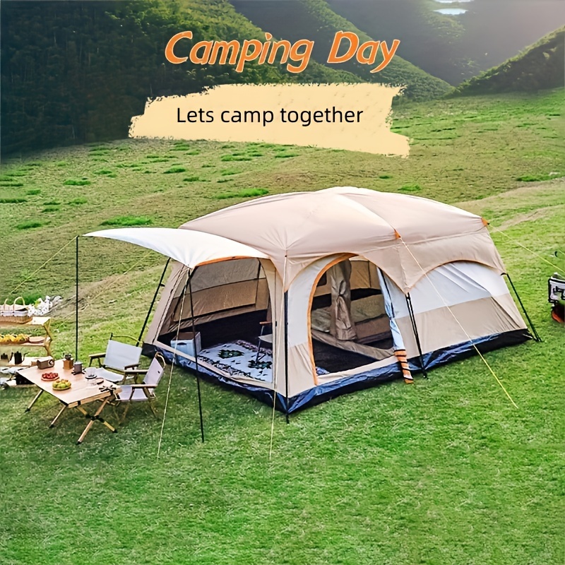 防水UV保護テント、2つのベッドルームと1つのリビングルームのデザイン、アウトドアキャンプハイキング用