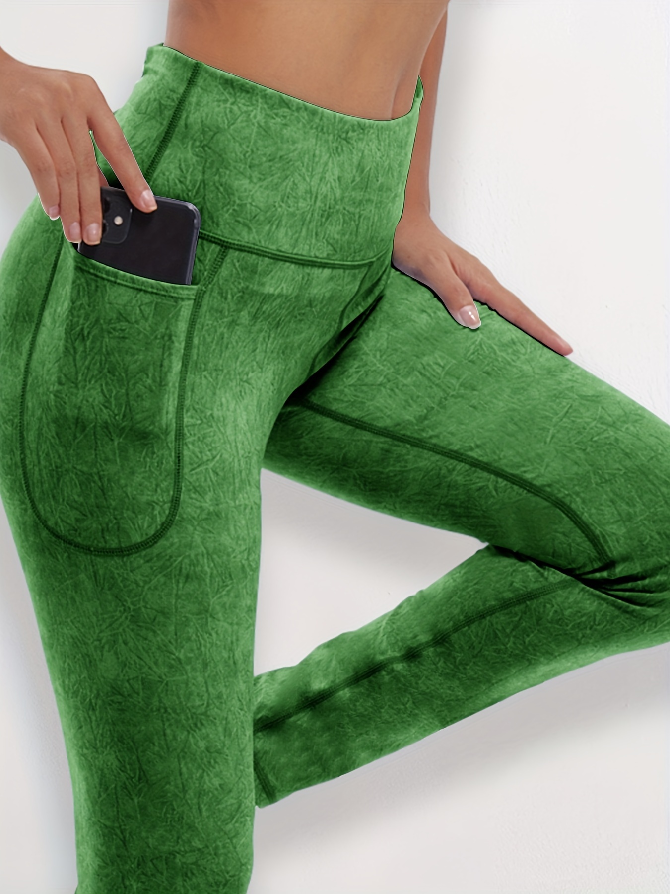MRULIC yoga pants Women High-Waisted Skinny Leggings Sport Push Up Yoga  Pants Green + S 