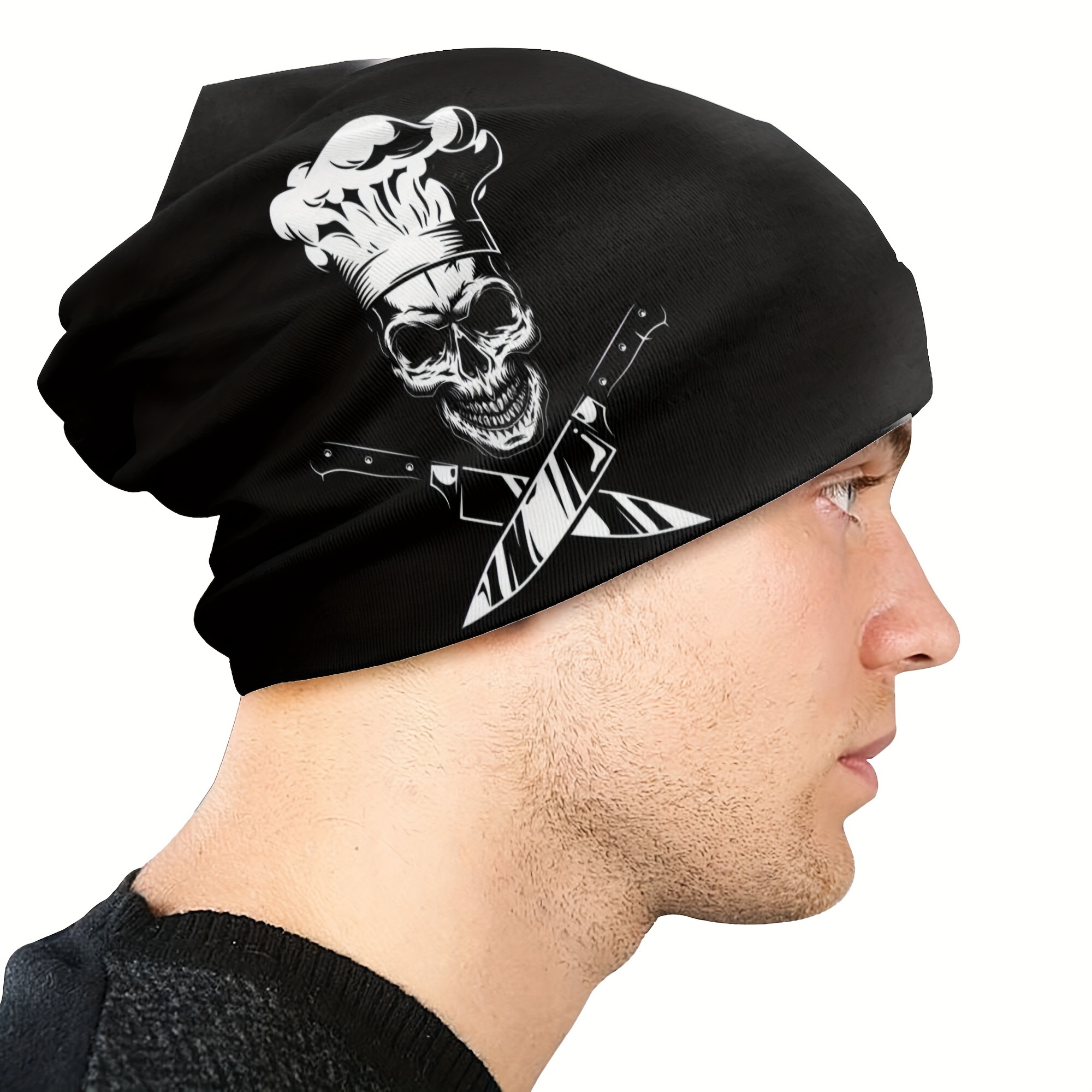 1pc Skull Chef Knives Design Skullies For Men Beanies Knit, Don't Miss  These Great Deals