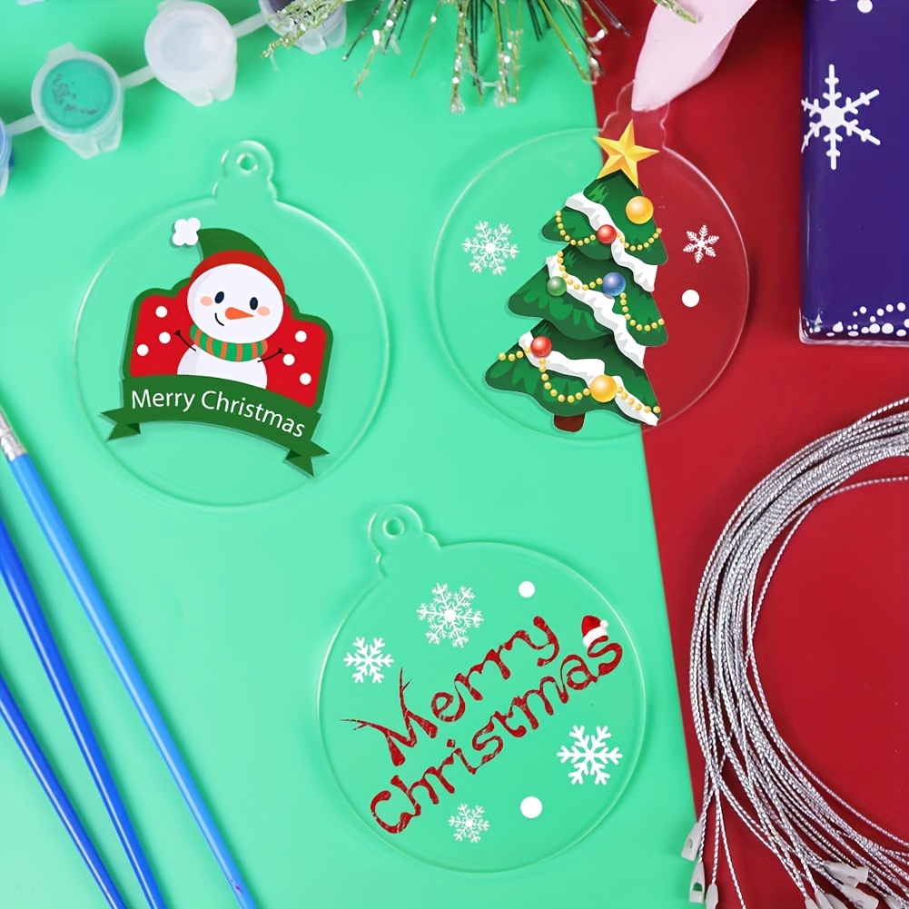 3.7 Inch Acrylic Christmas Ornament Blank Transparent Acrylic Disc Acrylic  DIY Blank Clear Christmas Acrylic Ornament with Hole for DIY Craft, Holiday