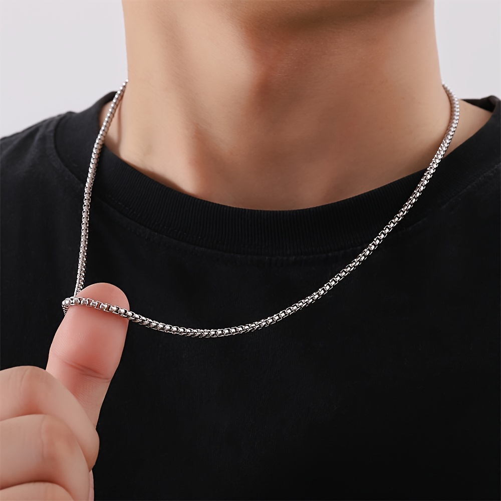 Silvery Chain Necklace Men - Temu Canada