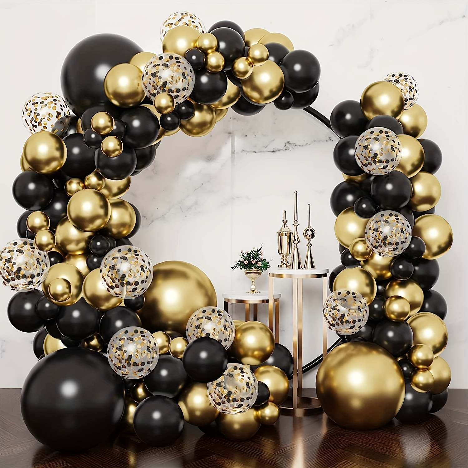 Black Gold Balloons Garland Arch Kit 112pcs Black Gold Party