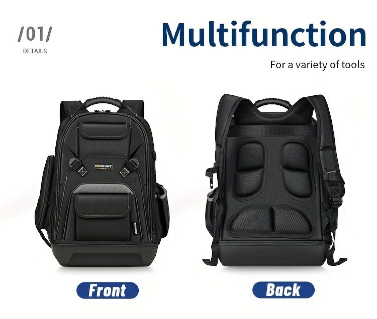 WINHUNT Mochila De Herramientas Para Hombres, Mochila De Herramientas HVAC,  Gran Mochila De Electricista Para Electricistas, Mochila De Construcción