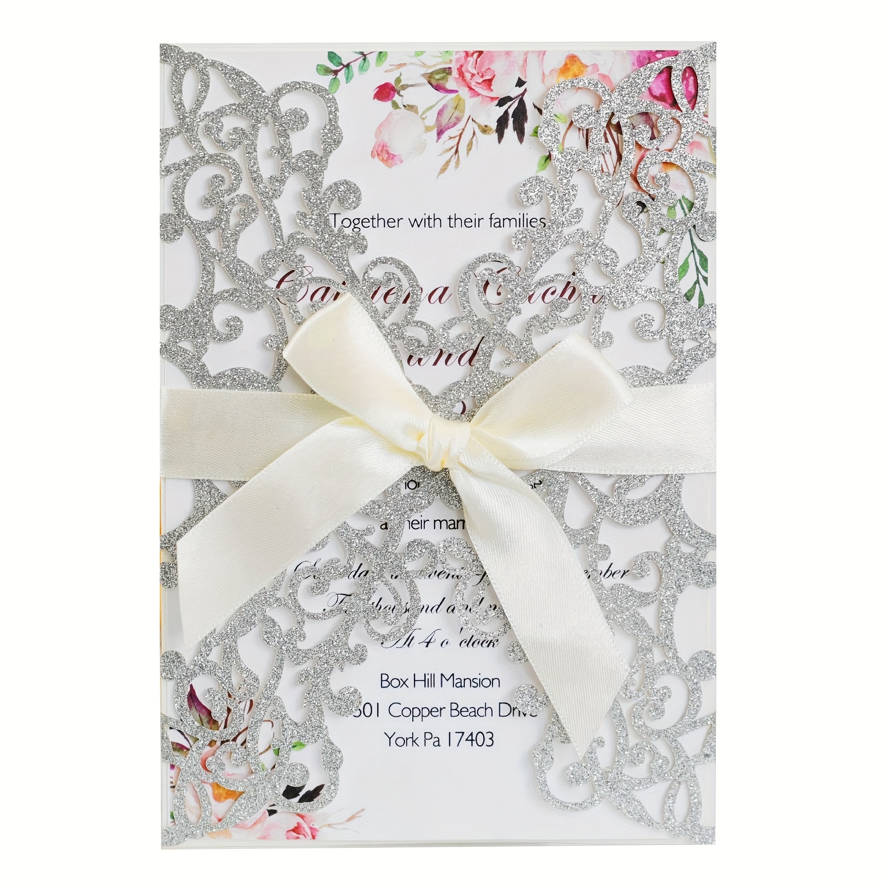 5x7 Kraft Paper Lace Twine Bow Wedding Invitation