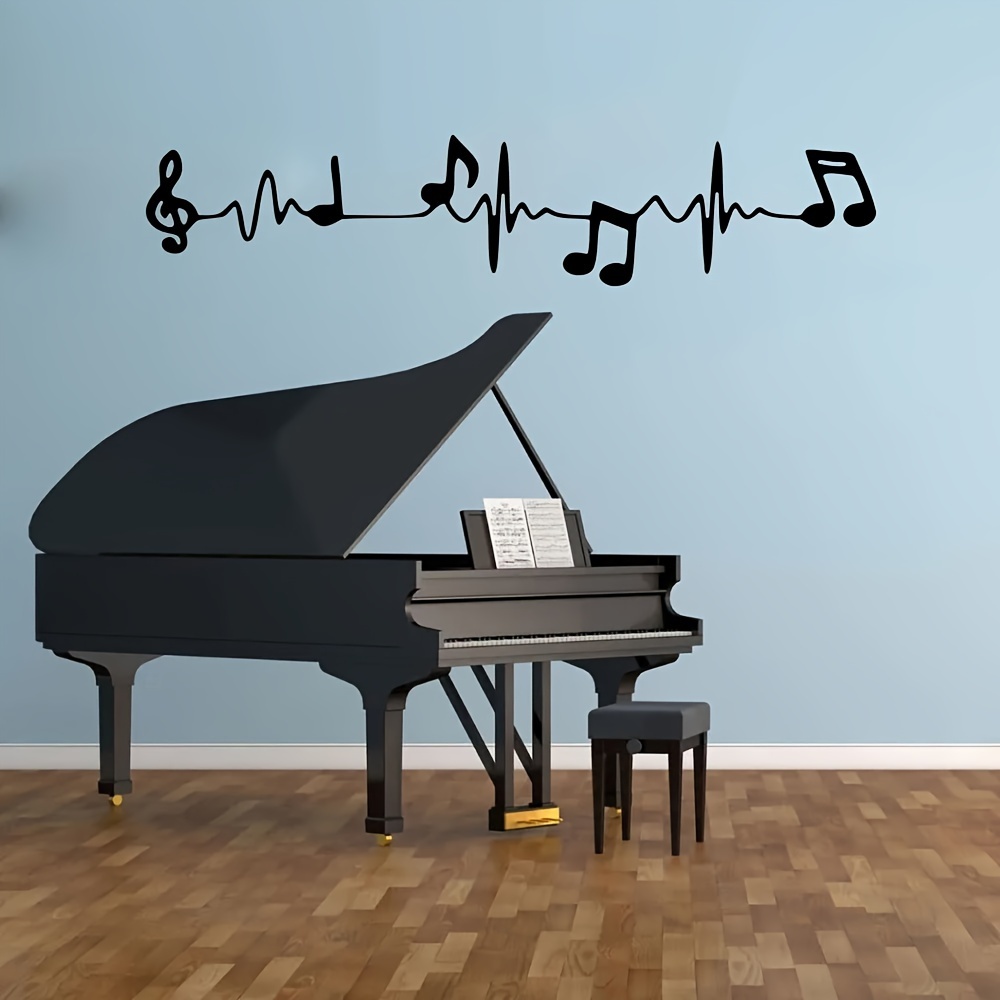 A Sticker Featuring Music Piano Notes And An Electrocardiogram Design For Decorating Living Rooms And Bedrooms
