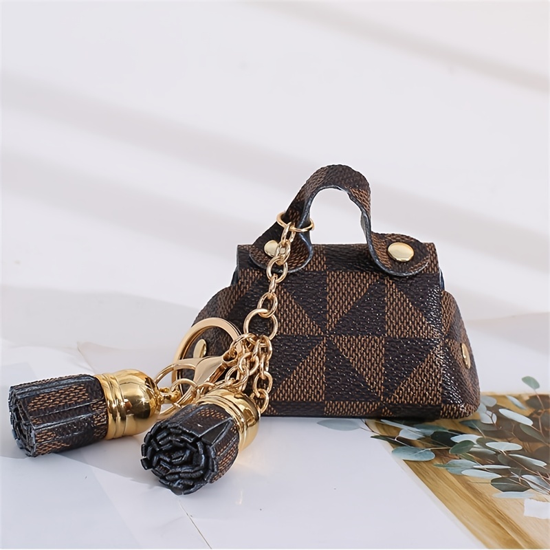 Mini Vintage Pattern Storage Bag, Portable Headphone Bag With Button, Faux  Leather Keychain Bag - Temu