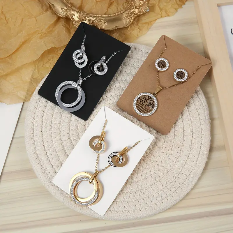White/black/kraft Earrings Display Cards Solid Color Fashion - Temu