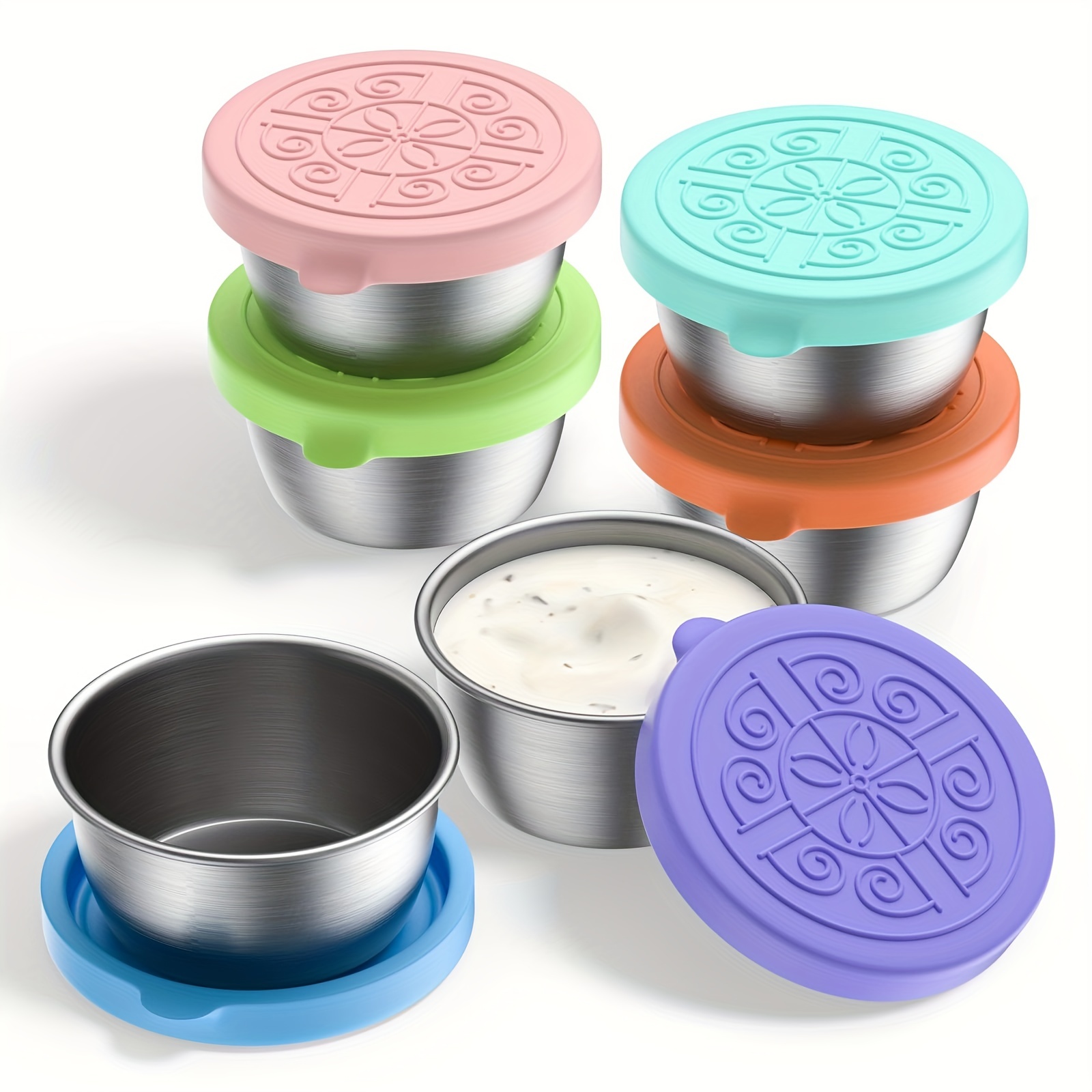 Small Condiment Containers With Lids Leakproof Reusable Stainless