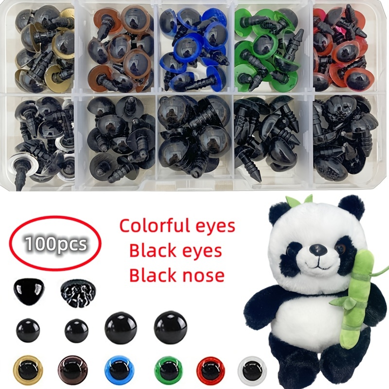 Large Safety Eyes And Noses For Amigurumi Plastic Black Eyes - Temu