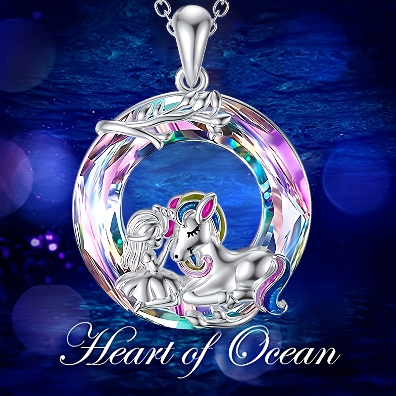 Cute Creative Heart Pendant Unicorn Necklace Exquisite - Temu