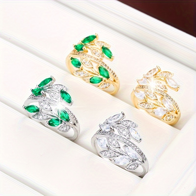 Women's Elegant Olive Branch & Leaf Ring, K Plated