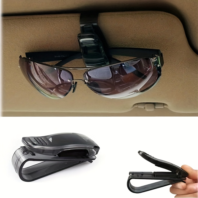  Sunglass Holder for Car Visor Sunglasses Clip Magnetic Leather  Glasses Eyeglass Holder Interior Car Accessories for Woman Man - 2 Packs  Gray : Everything Else