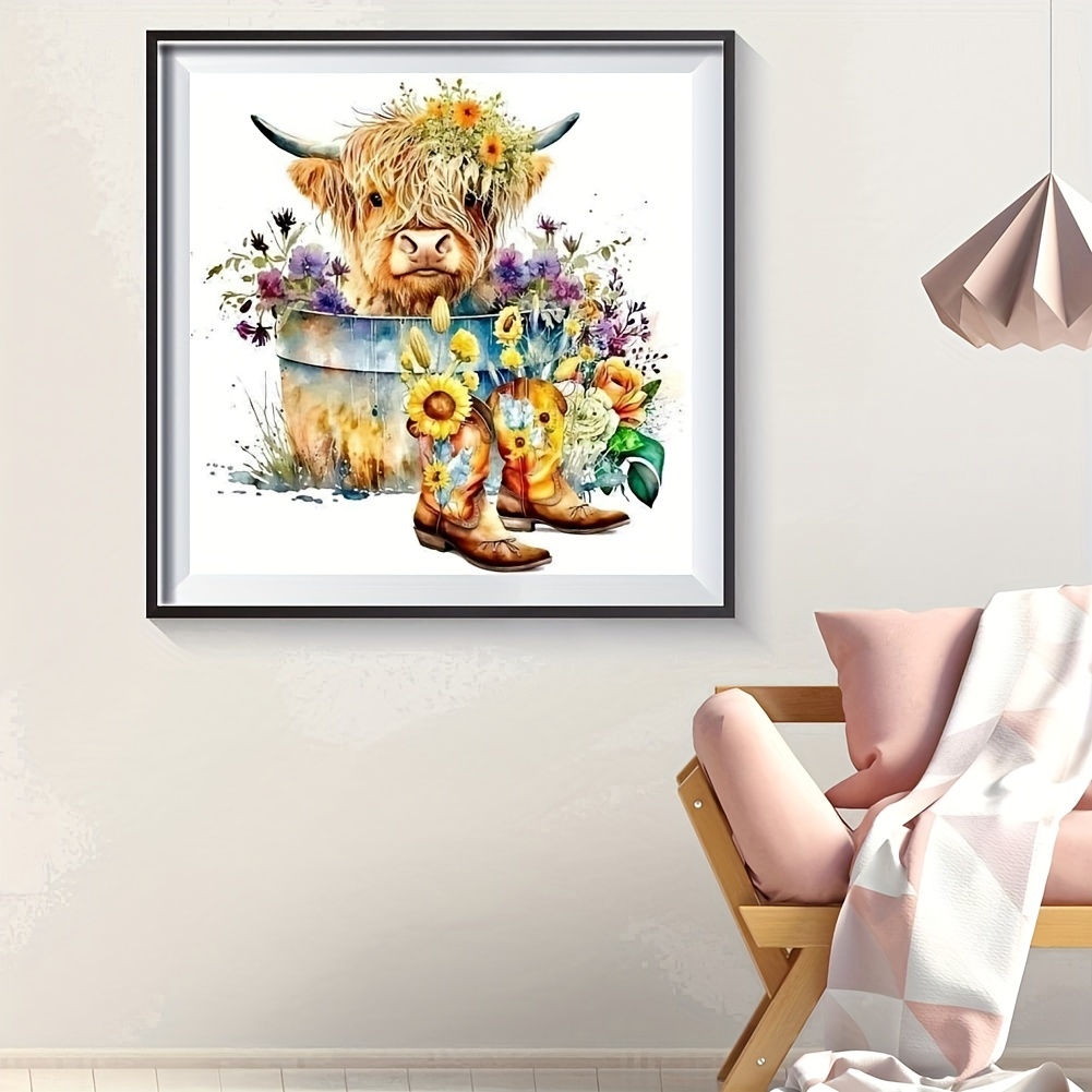 5D DIY Artificial Diamond Painting Cow Diamond Painting For Living Room  Bedroom Decoration 20*30cm/9.8in*11.8in