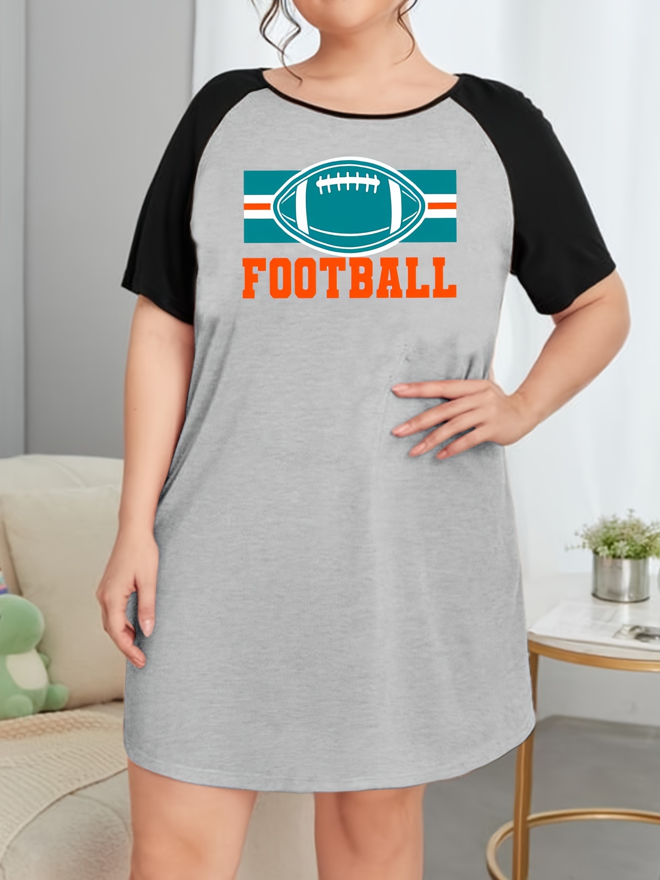 Casual Nightdress Women's Plus Raglan Sleeve Tee
