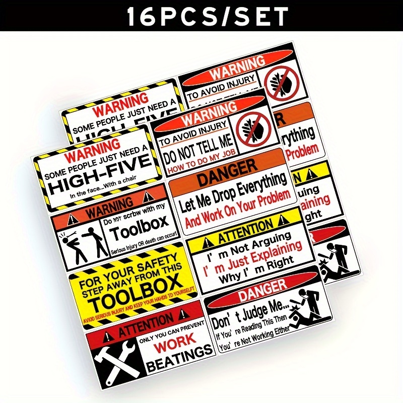 Funny Toolbox Warning Decal Sticker Tool Box Pack Set - Temu