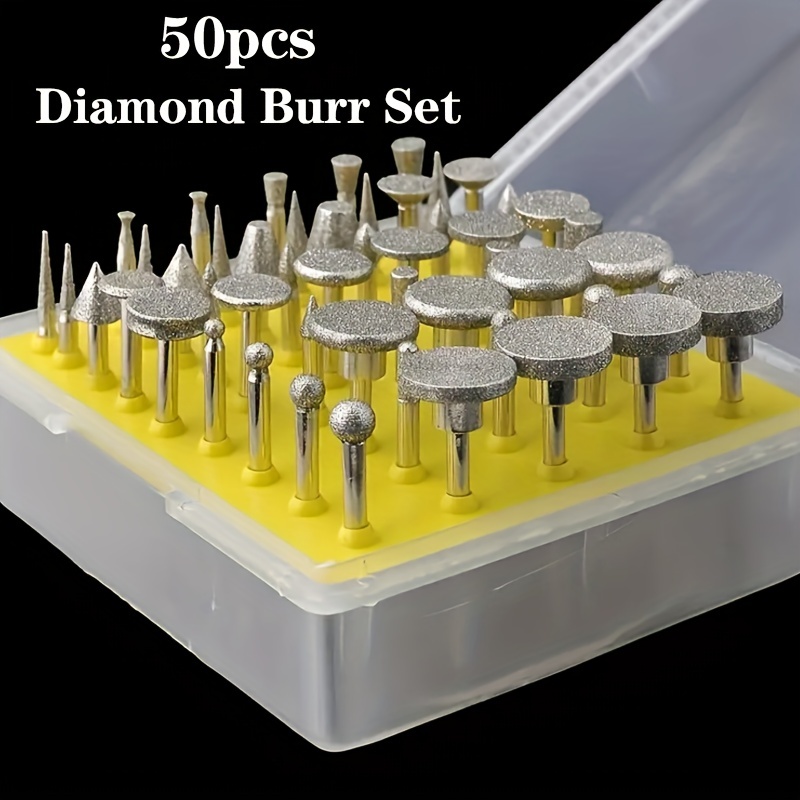 Stone Carving Set Diamond Burr Bits,20PCS Polishing Kits Tools Accessories  with 1/8 Inch for Carving 