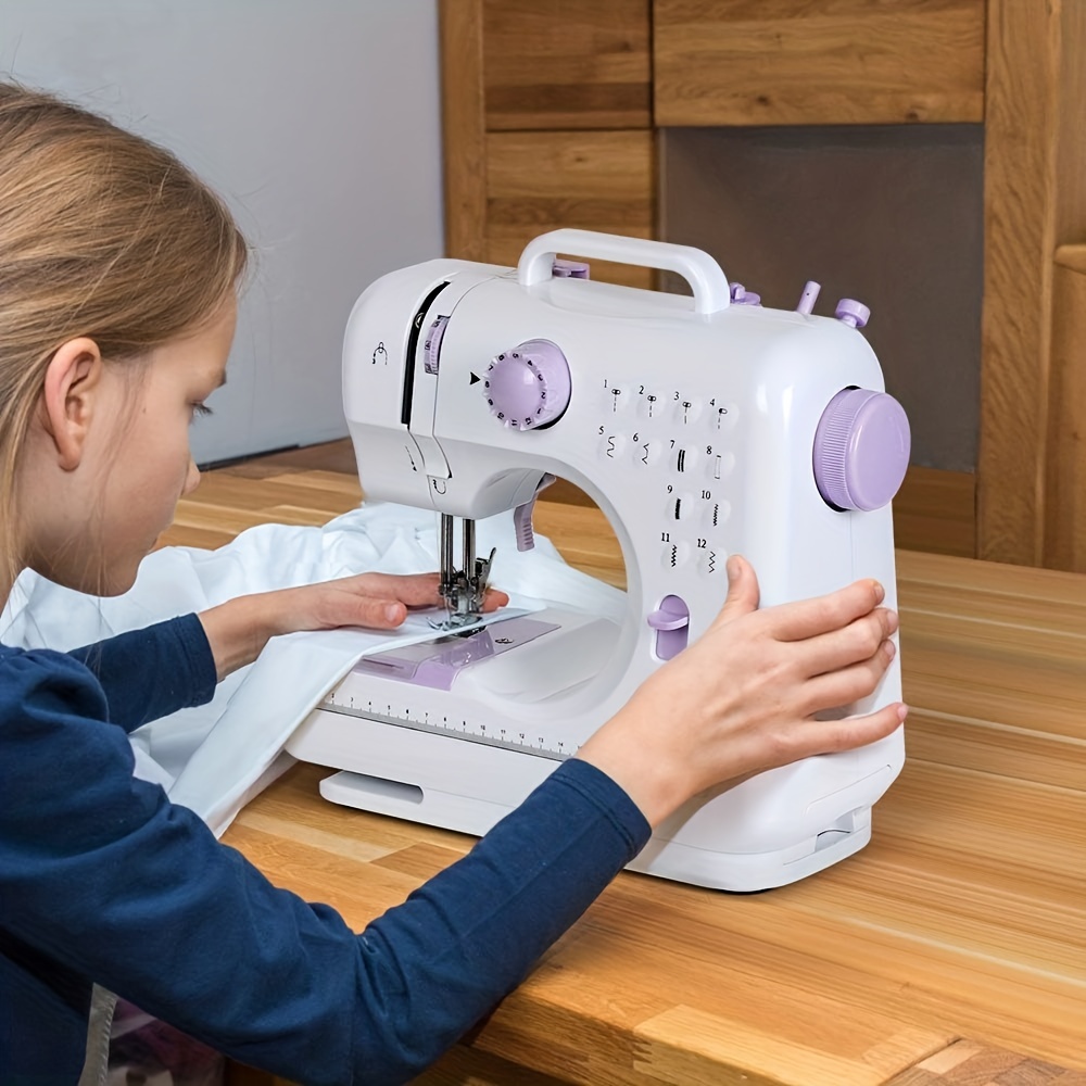 Máquina de coser para principiantes, mini máquina de coser con 12 puntadas  integradas, máquina de coser de mano para niños, velocidad ajustable e