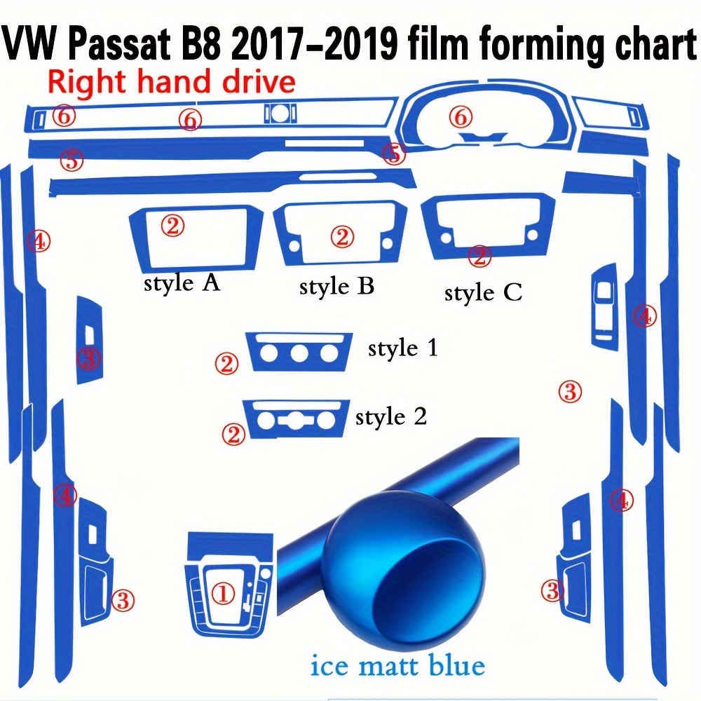 Für Volkswagen VW Passat B8 2017 2019 Innen Zentrale Steuerung Panel  Türgriff 3D/5D Carbon Faser Aufkleber Aufkleber Auto Styling Zubehör Von  20,45 €