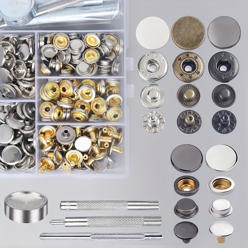 12 Sets Heavy Duty Leather Snap Fasteners Kit, 15Mm Metal Snap Buttons Kit  Press