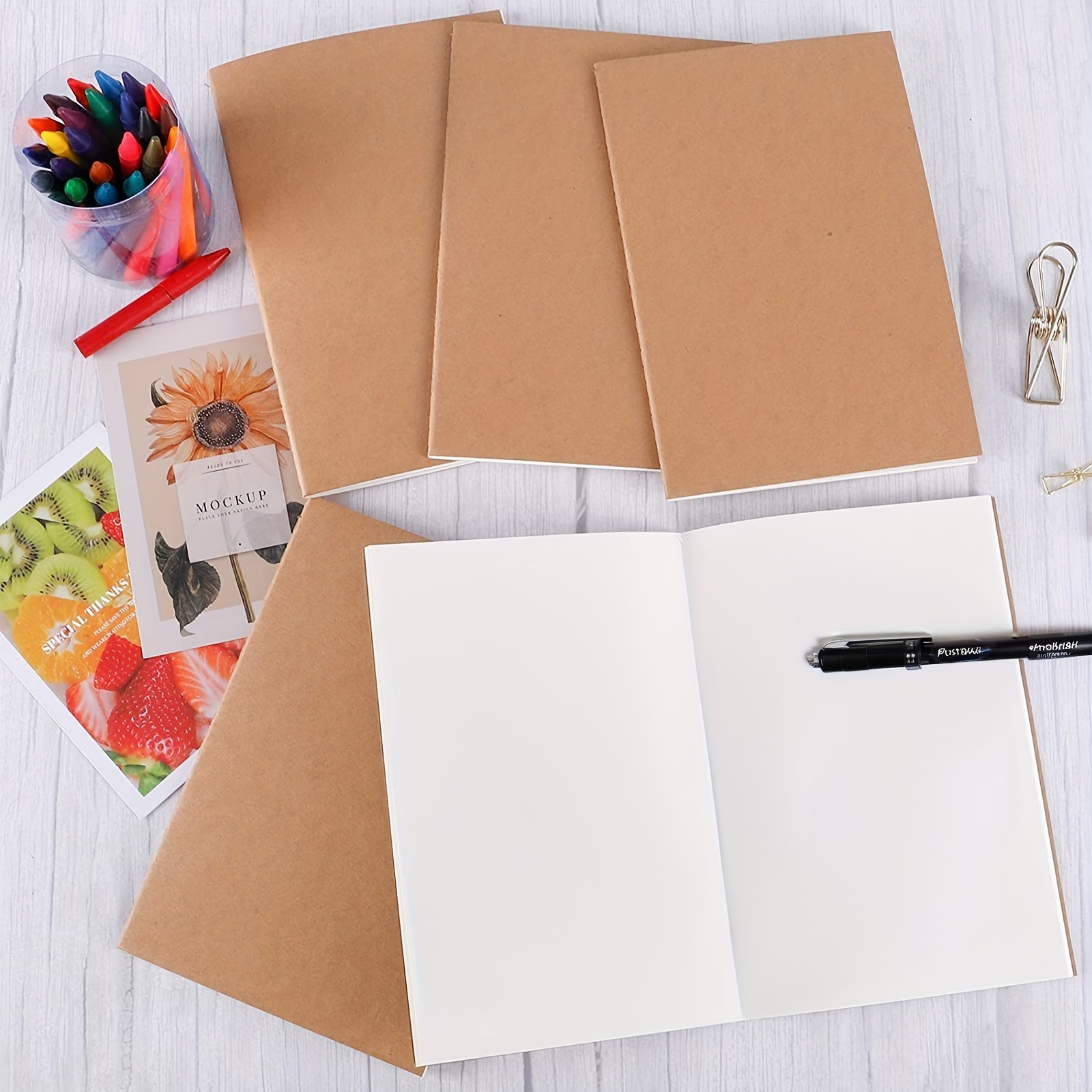 100Pcs A5 Kraft Notebooks, Blank Page Journals in Bulk, Sketchbooks Bulk