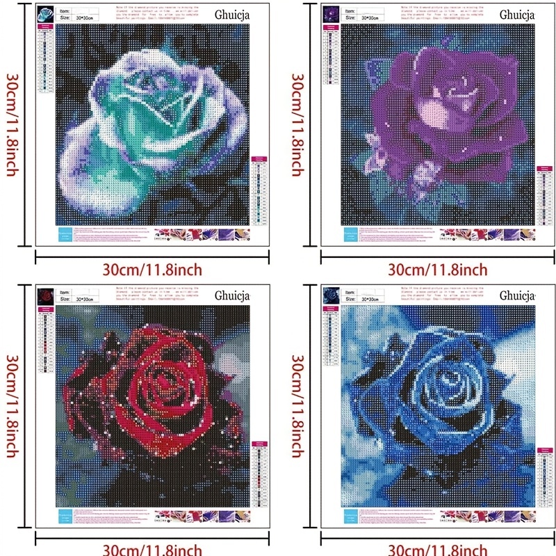 4 Pack Diamond Painting Kits for Adults 5D Rose Flower Diamond Art